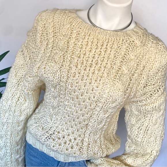 Sweaters - v i n t a g e :: Handmade Chunky Braided Cable Knit Aran Sweater